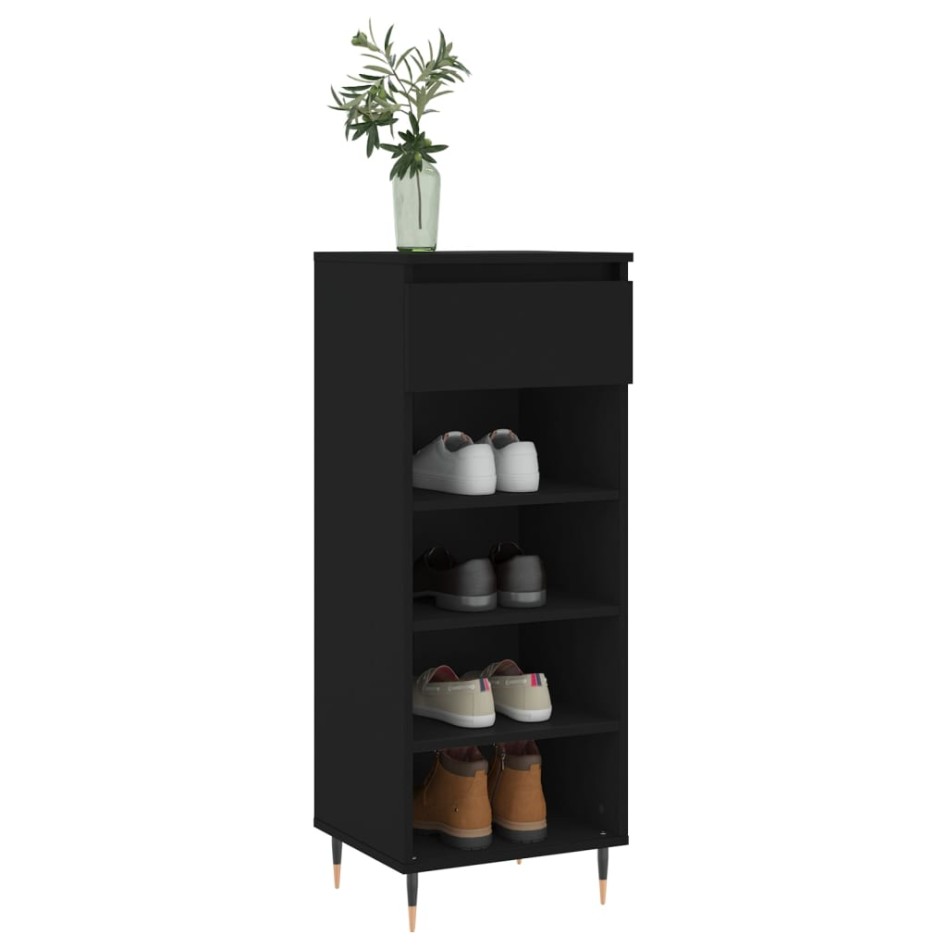Mueble zapatero madera contrachapada negro 40x36x105