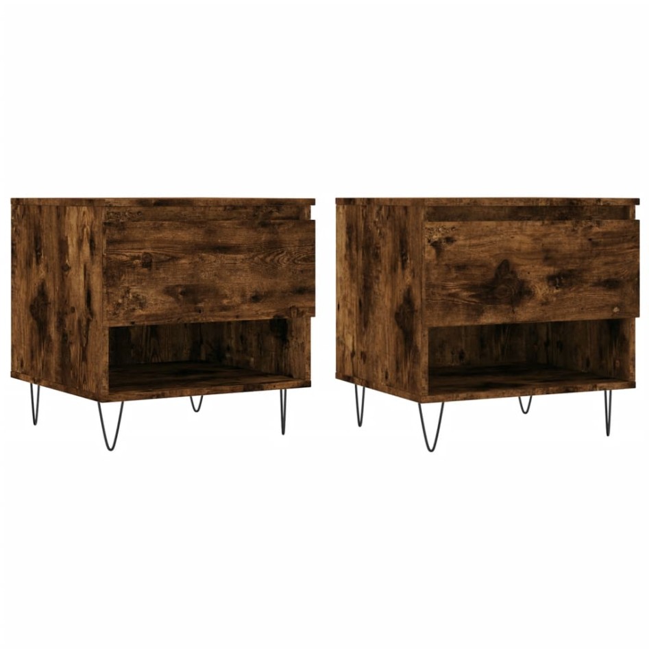 Mesas centro 2 uds madera ingeniería roble ahumado 50x46x50