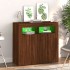 Aparador con luces LED roble ahumado 80x35x75