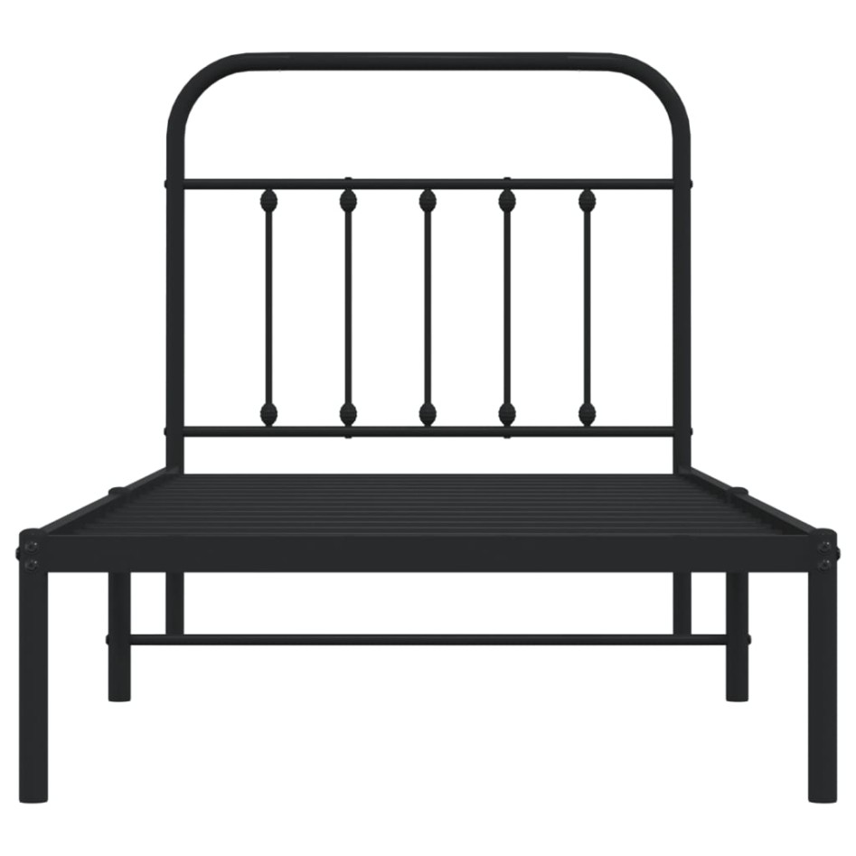 Estructura cama sin colchón con cabecero metal negro 90x200