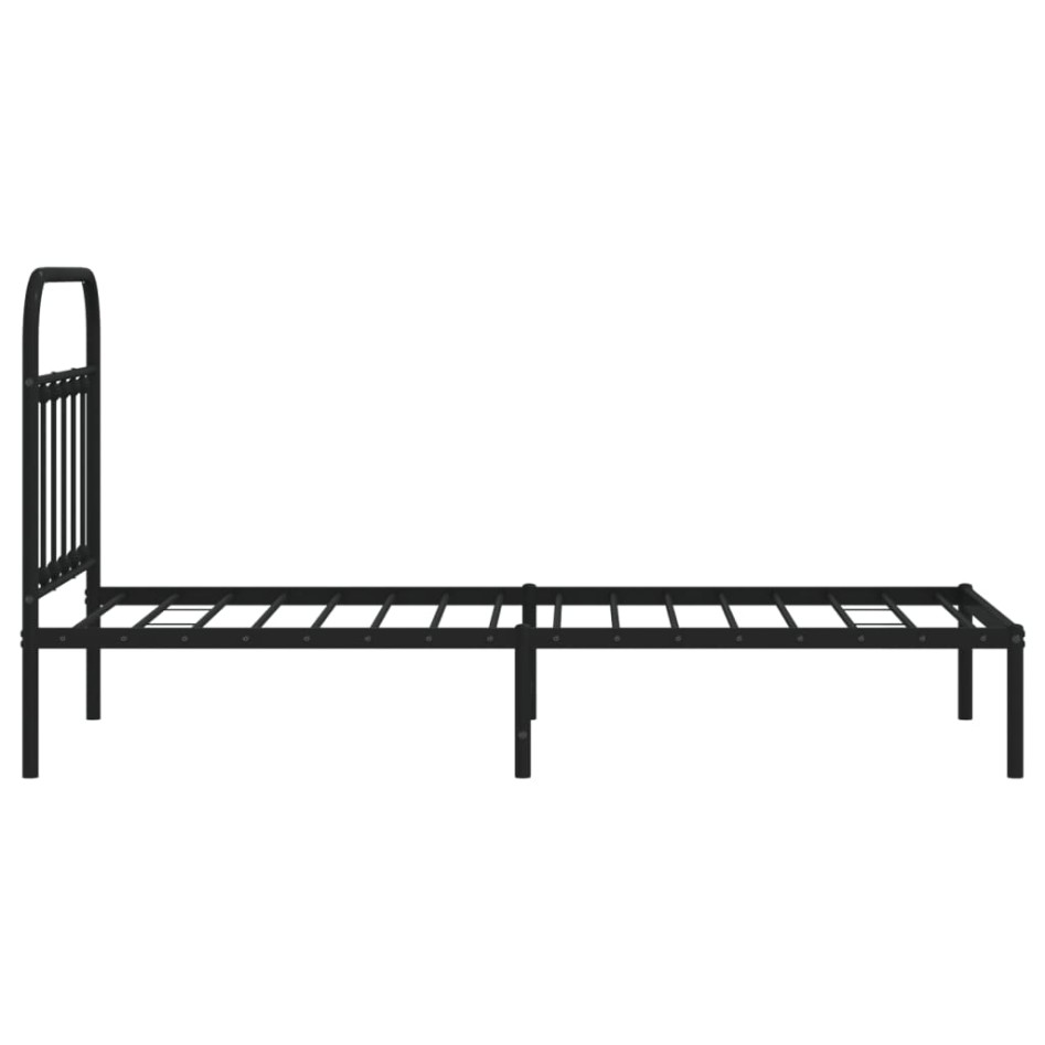 Estructura cama sin colchón con cabecero metal negro 90x200