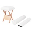 Taburete de masaje plegable 12 cm grosor y 2 cabezales blanco