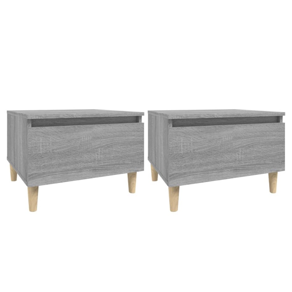 Mesas auxiliares 2 uds contrachapada gris Sonoma 50x46x35