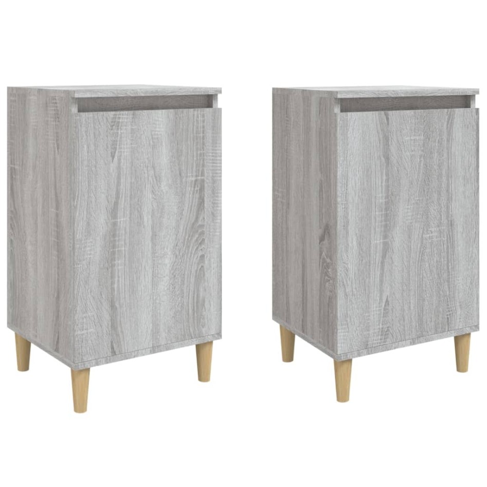 Mesitas de noche 2 uds madera contrachapada gris 40x35x70