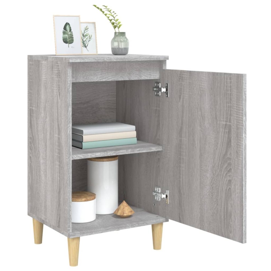 Mesitas de noche 2 uds madera contrachapada gris 40x35x70