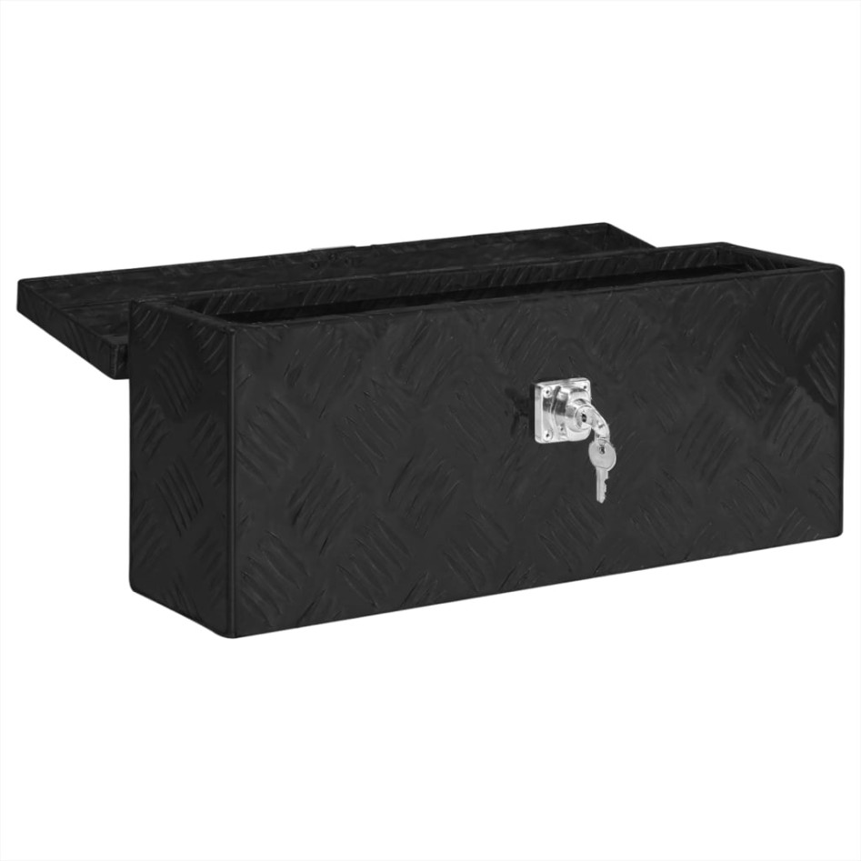 Caja de almacenaje de aluminio negro 50x15x20,5