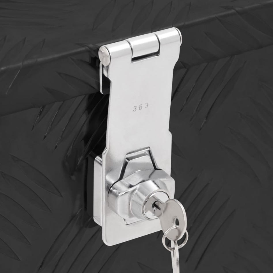 Caja de almacenaje de aluminio negro 50x15x20,5