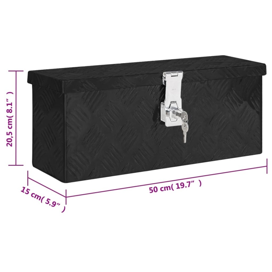 Caja de almacenaje de aluminio negro 50x15x20,5