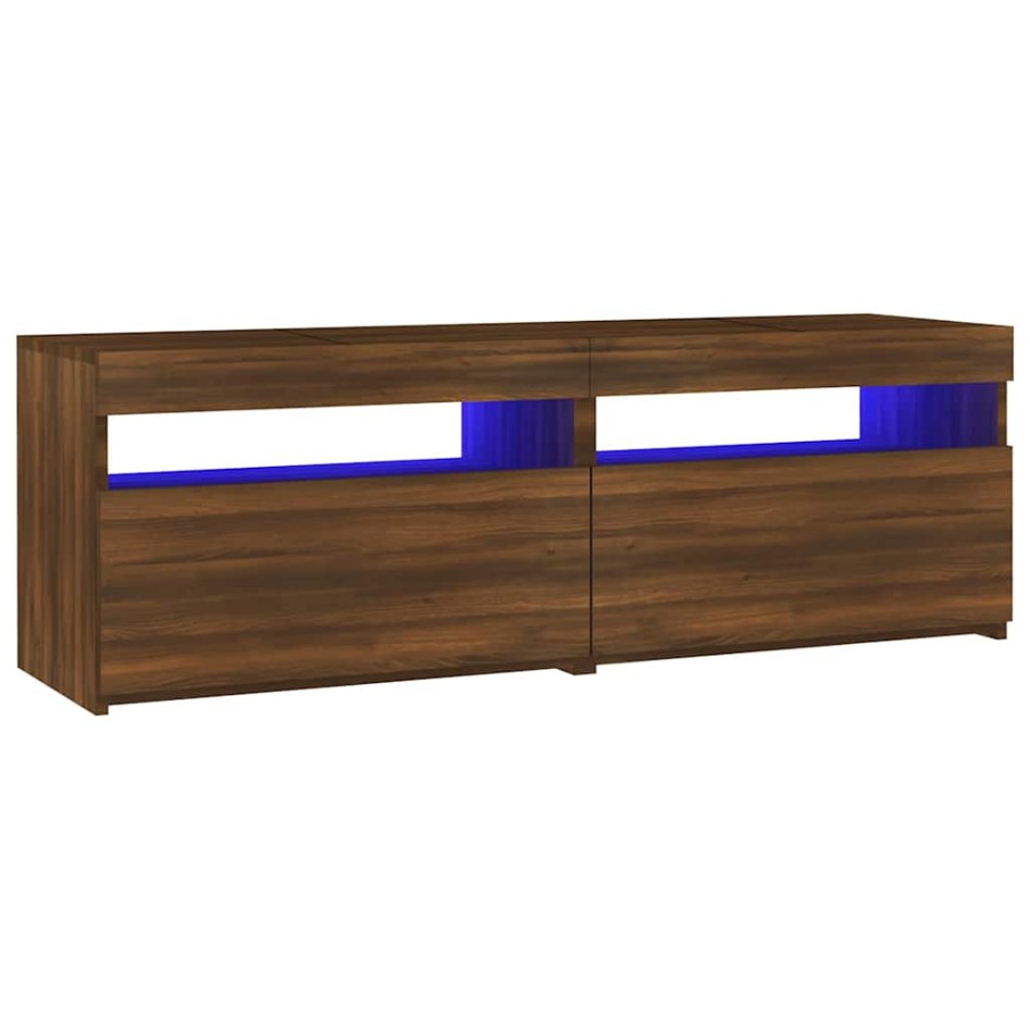 Mueble de TV con luces LED marrón roble 120x35x40