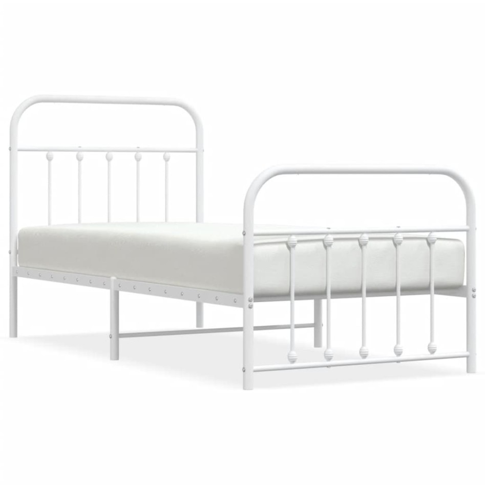 Estructura cama sin colchón con estribo metal blanco 90x190