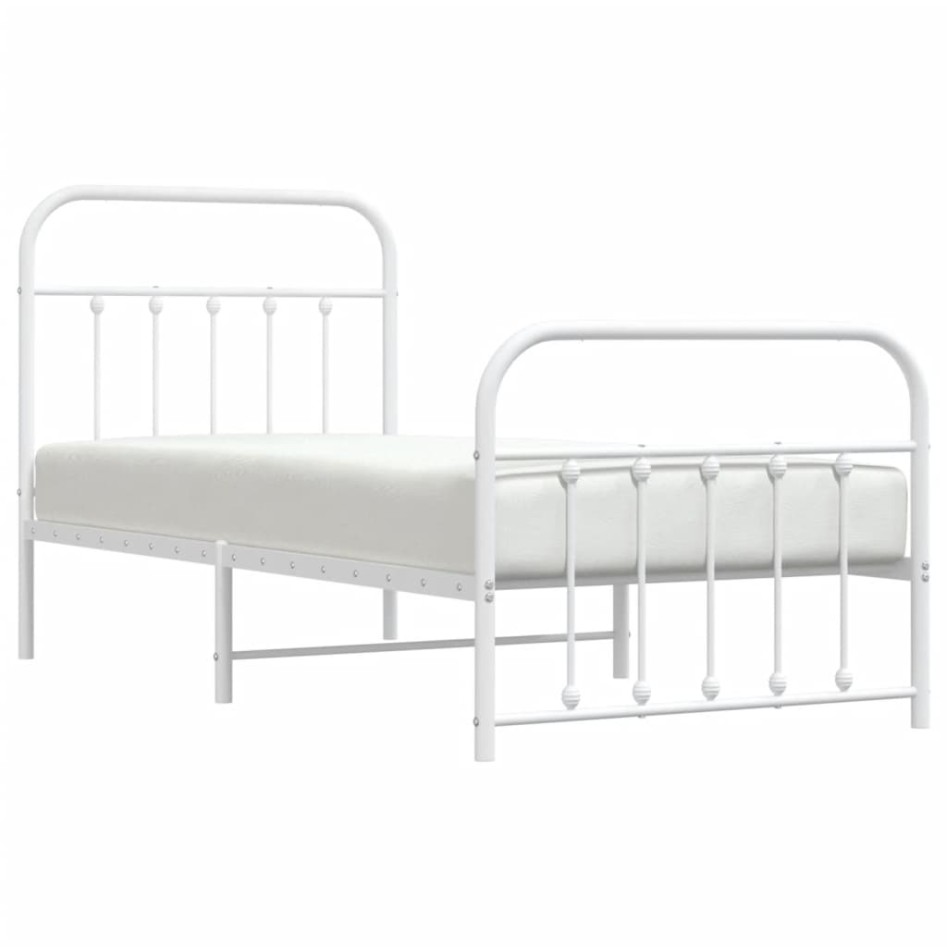 Estructura cama sin colchón con estribo metal blanco 90x190
