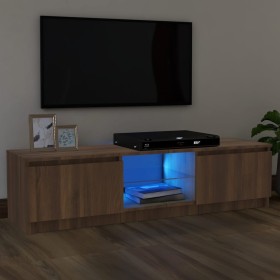 Mueble de TV con luces LED marrón roble 120x30x35,5