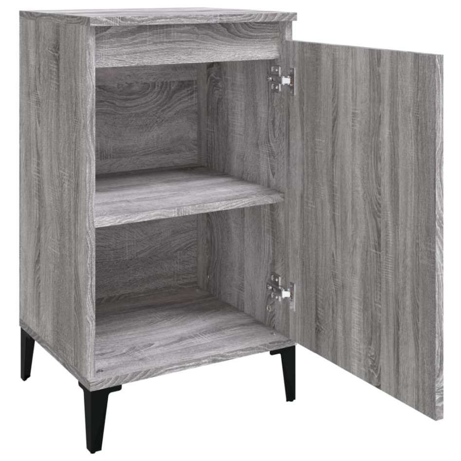 Mesitas de noche 2 uds madera contrachapada gris 40x35x70