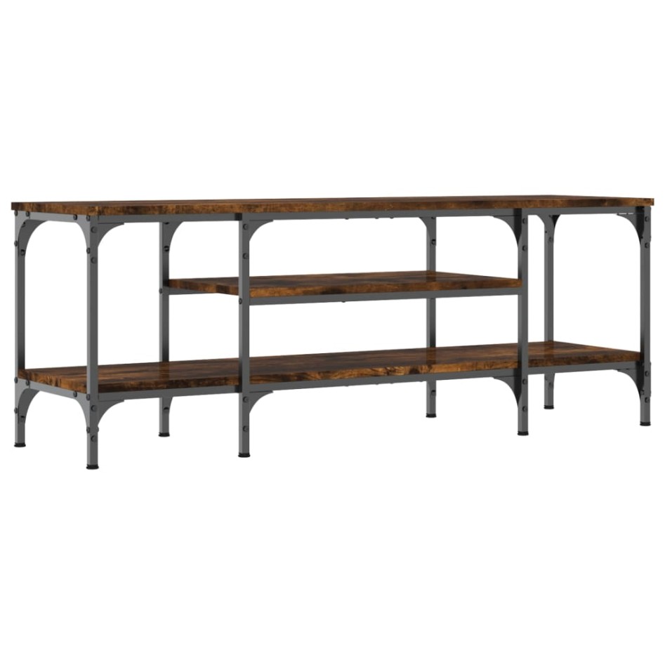 Mueble TV madera ingeniería y hierro roble ahumado 121x35x45