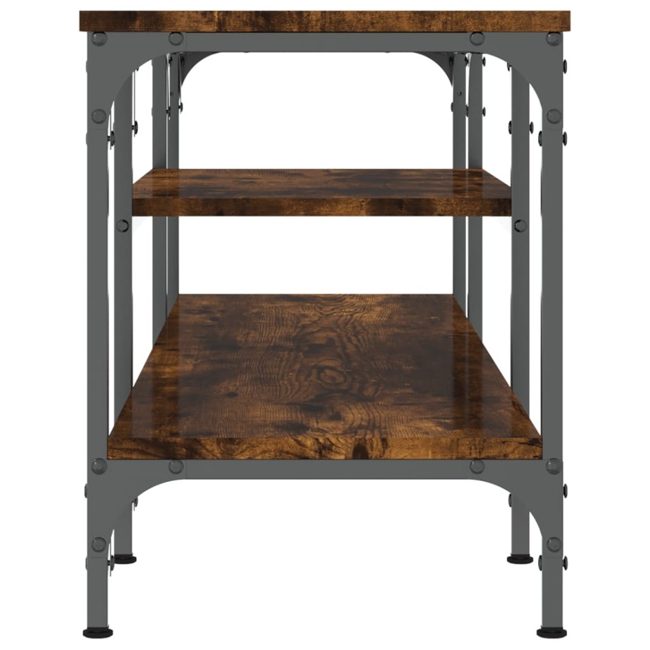 Mueble TV madera ingeniería y hierro roble ahumado 121x35x45