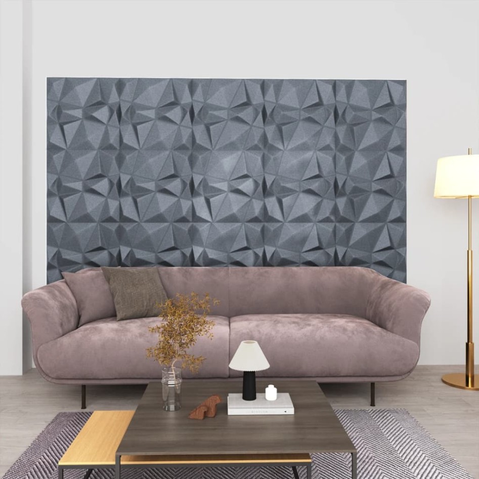 Paneles de pared 3D 24 unidades gris diamante 6 m² 50x50