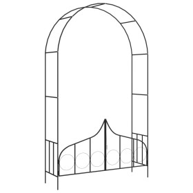 Arco de jardín con puerta hierro negro 138x40x238