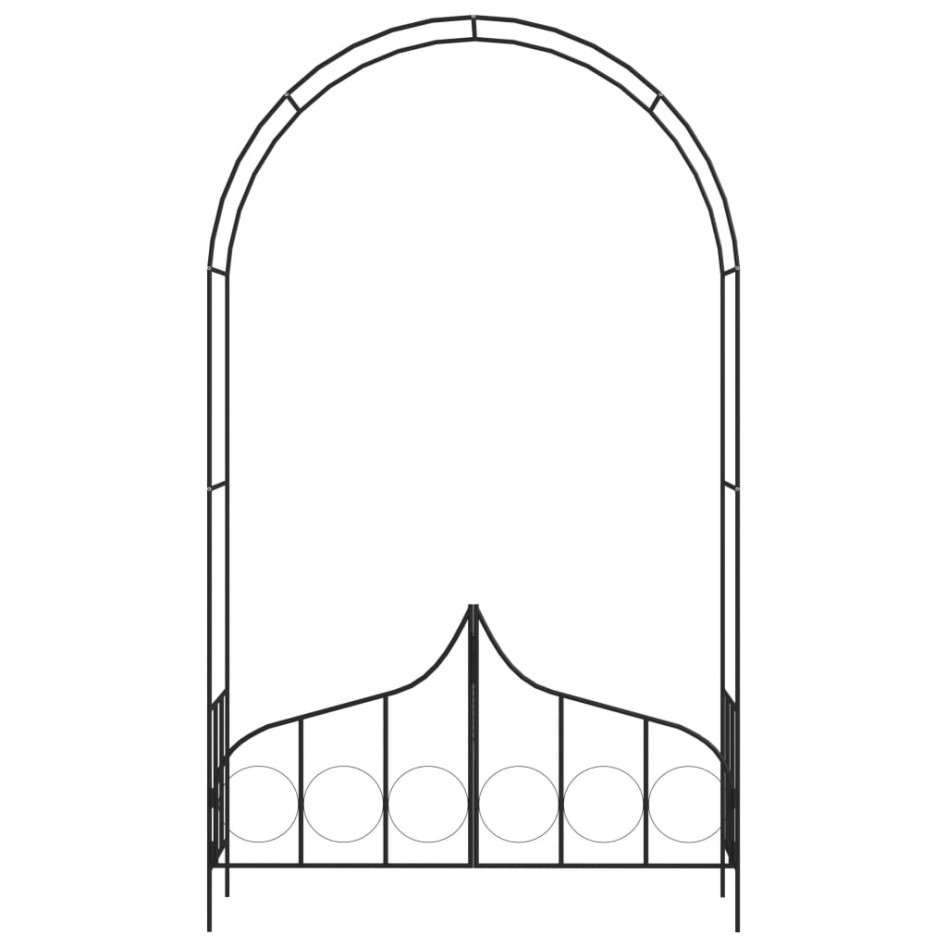 Arco de jardín con puerta hierro negro 138x40x238