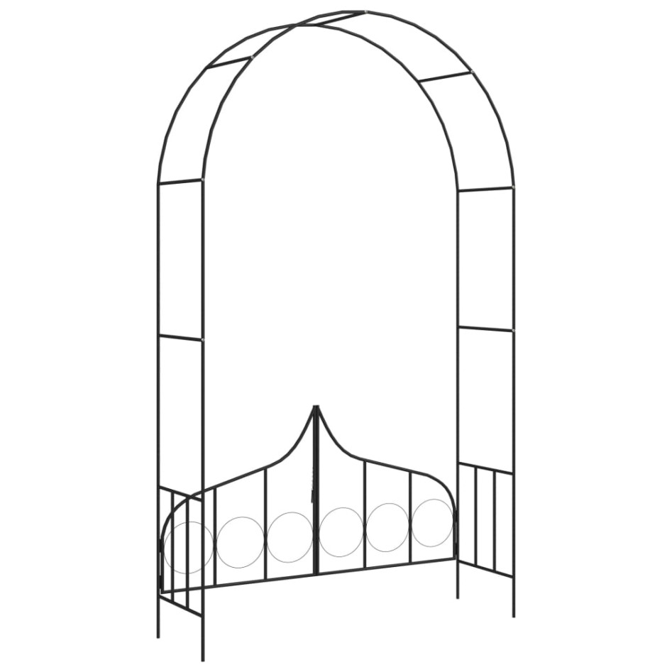 Arco de jardín con puerta hierro negro 138x40x238