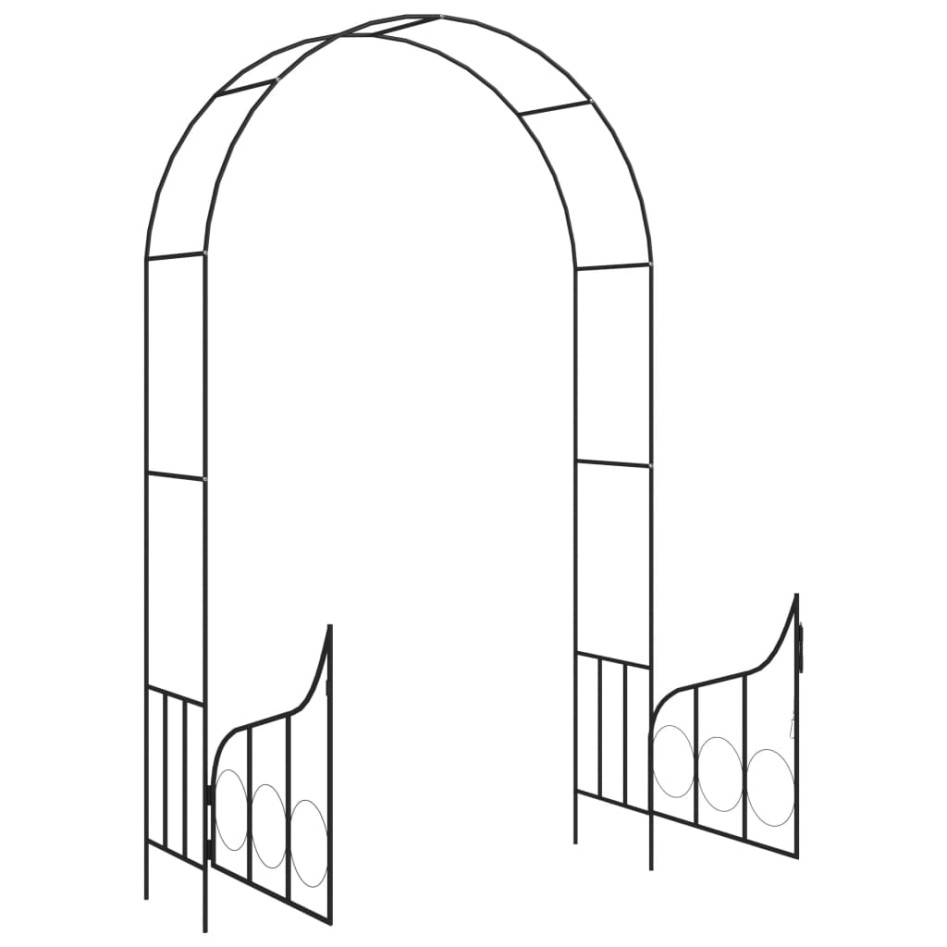 Arco de jardín con puerta hierro negro 138x40x238