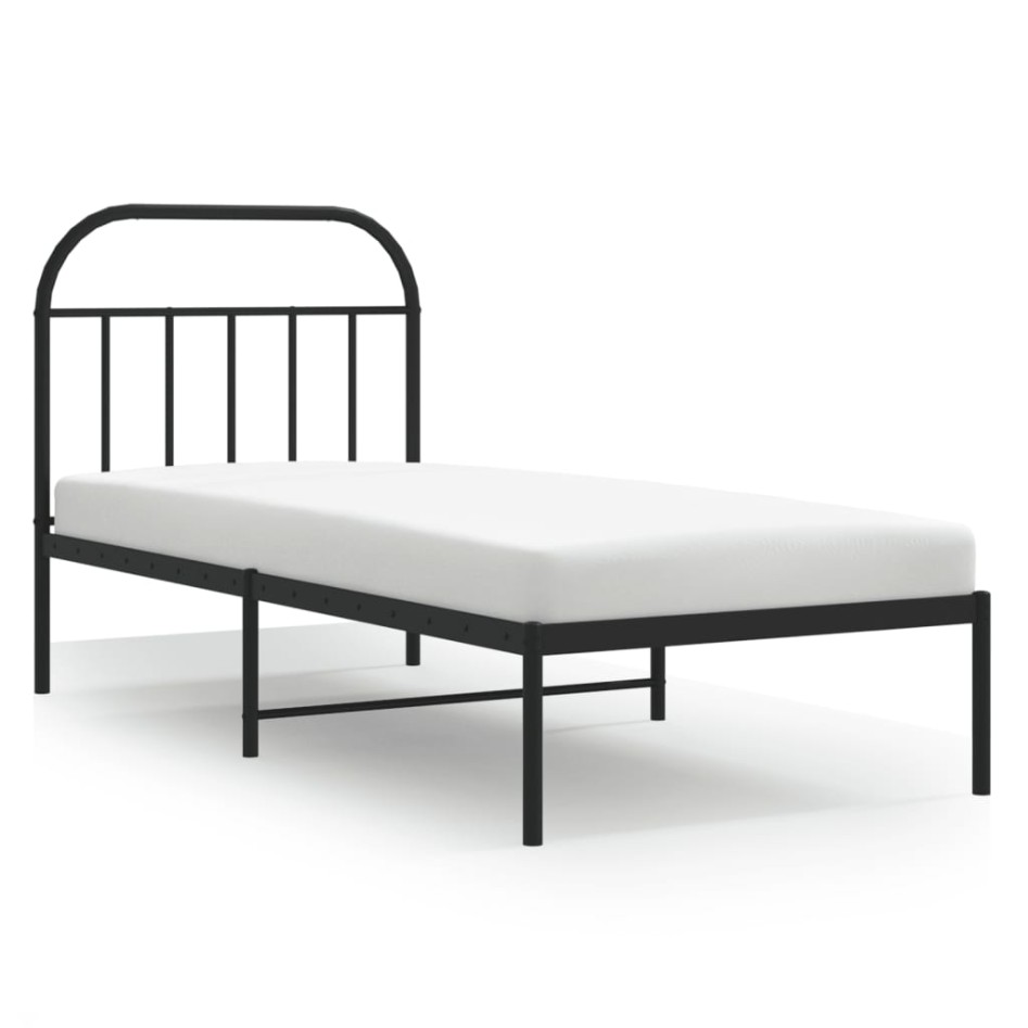 Estructura cama sin colchón con cabecero metal negro 90x190