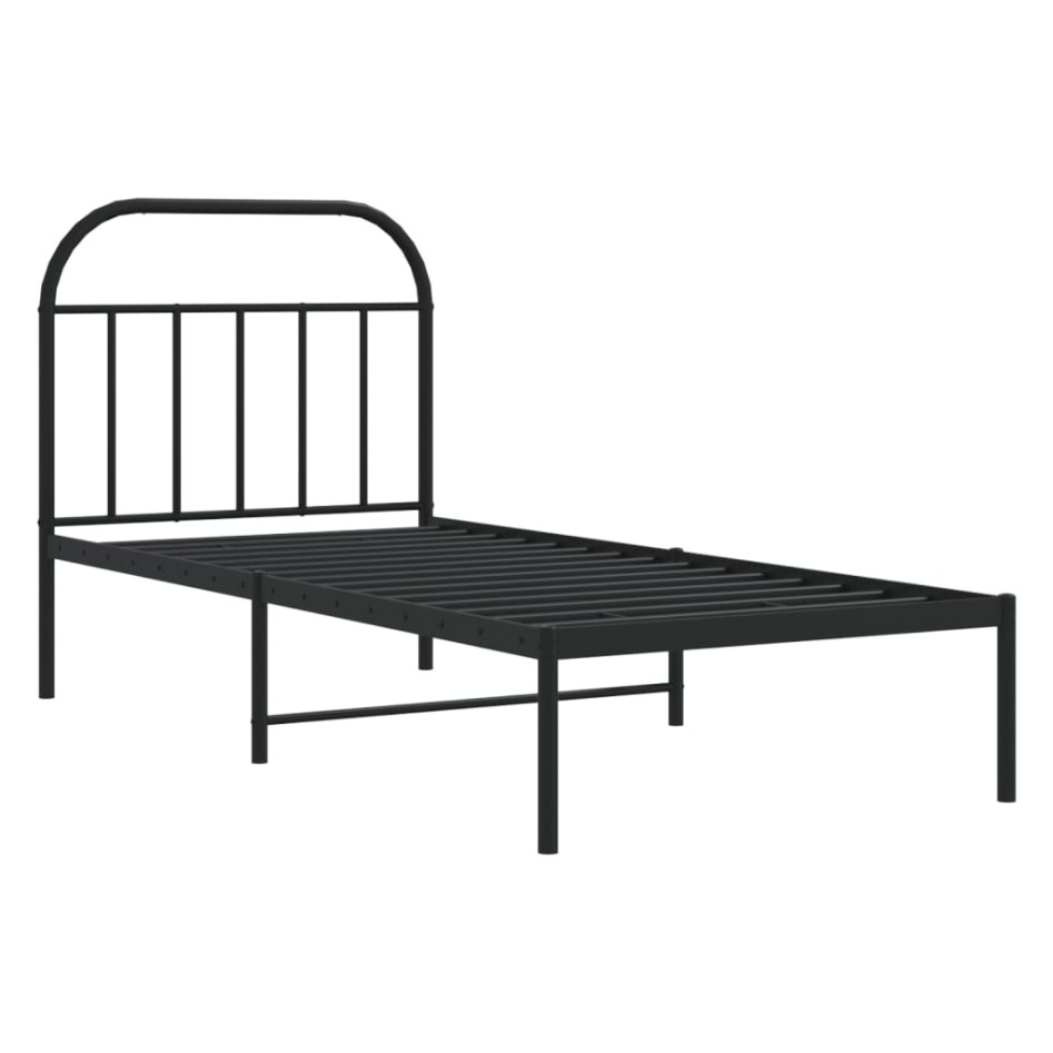 Estructura cama sin colchón con cabecero metal negro 90x190