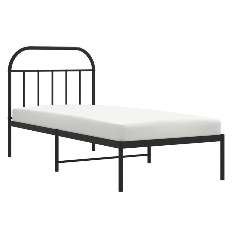 Estructura cama sin colchón con cabecero metal negro 90x190