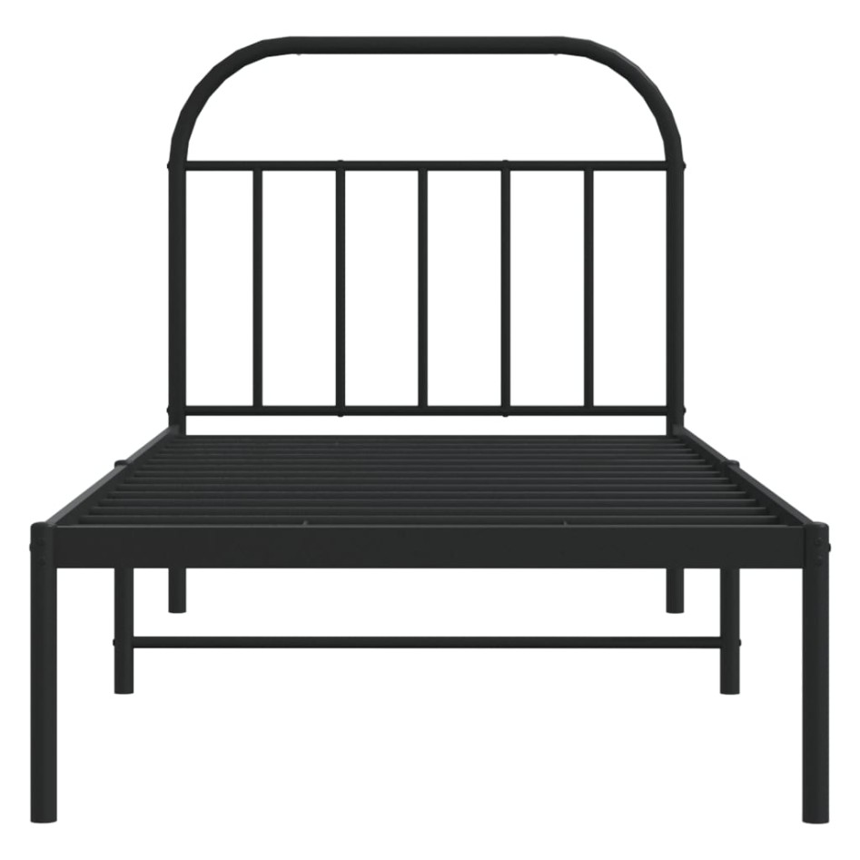 Estructura cama sin colchón con cabecero metal negro 90x190