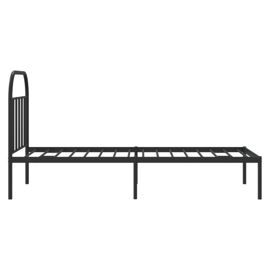 Estructura cama sin colchón con cabecero metal negro 90x190