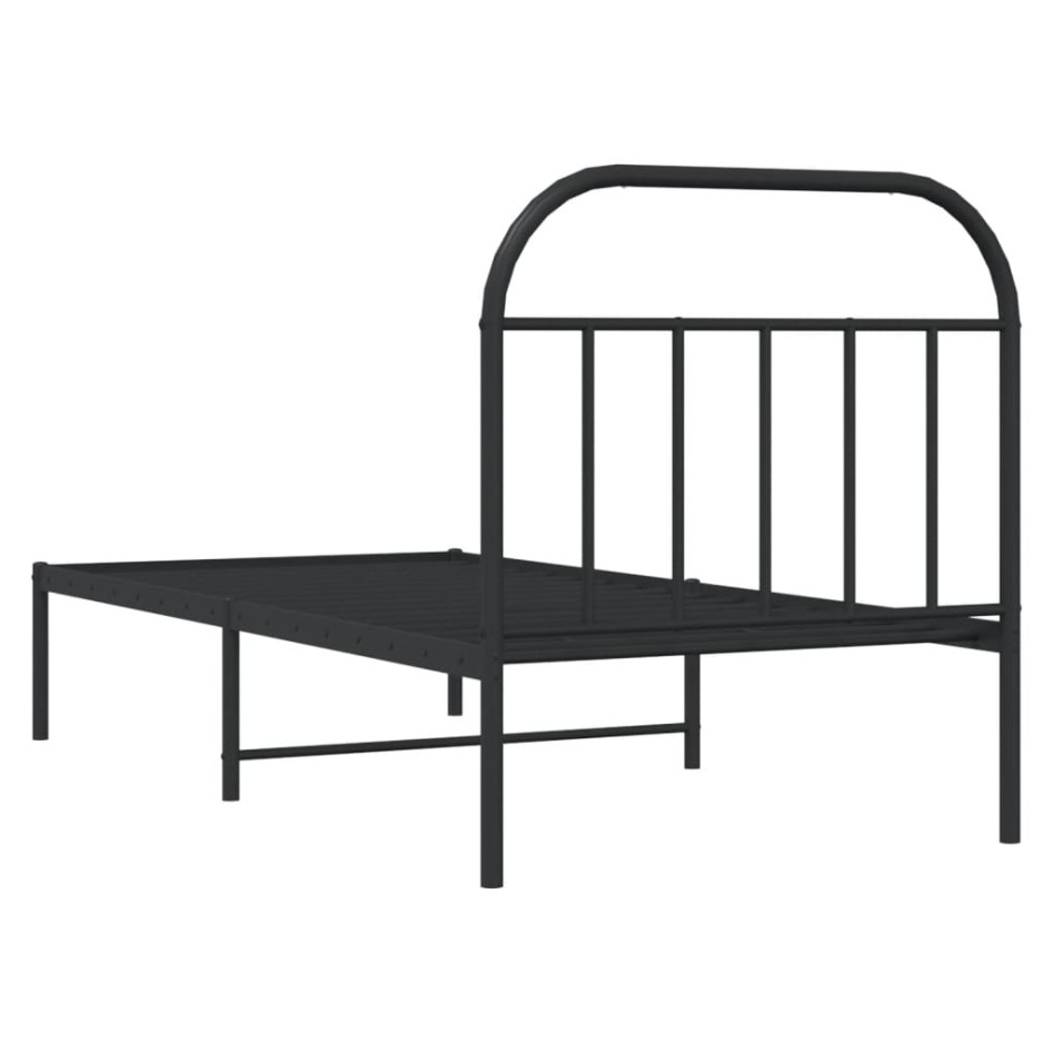 Estructura cama sin colchón con cabecero metal negro 90x190