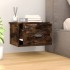 Mesita de noche de pared 2 uds color roble ahumado