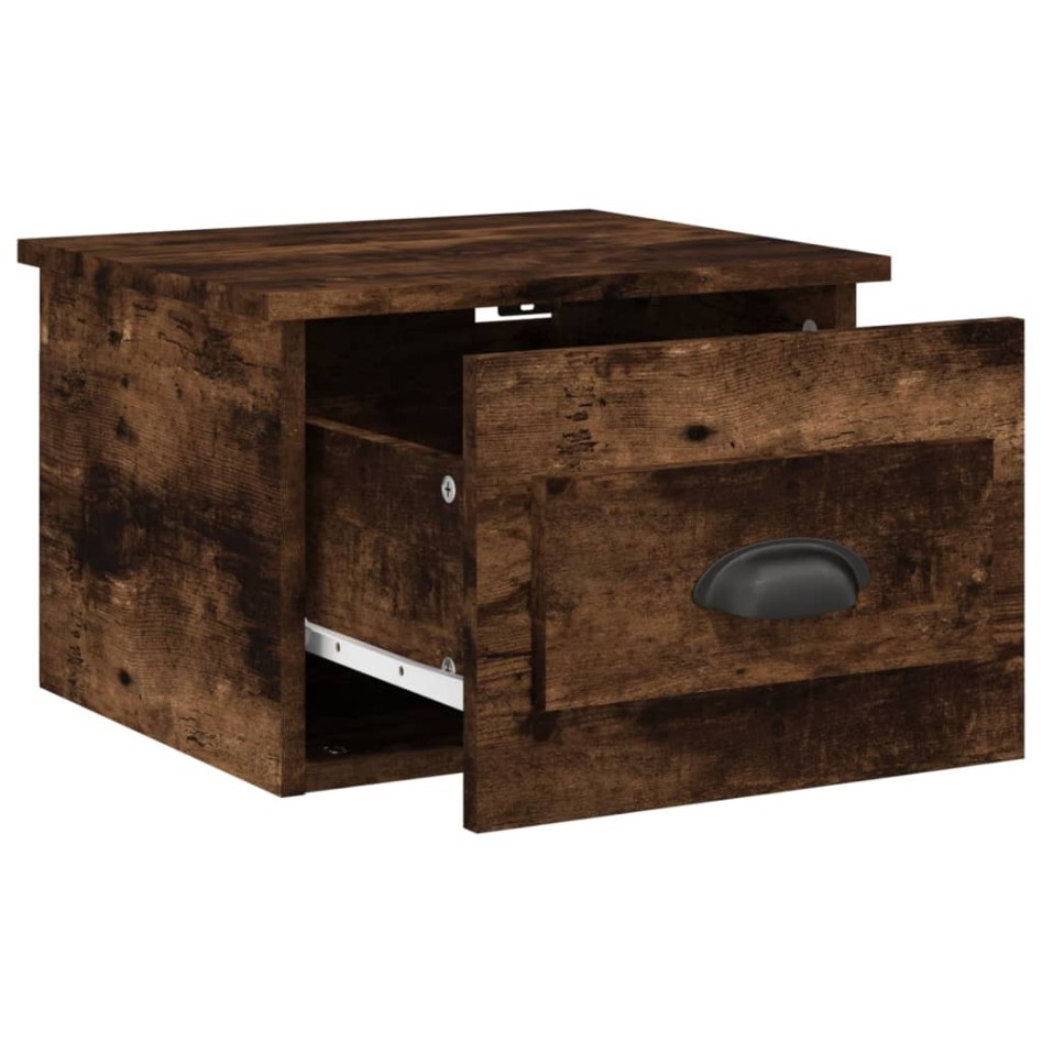 Mesita de noche de pared 2 uds color roble ahumado