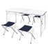 Mesa de camping plegable ajustable con 4 taburetes 120x60