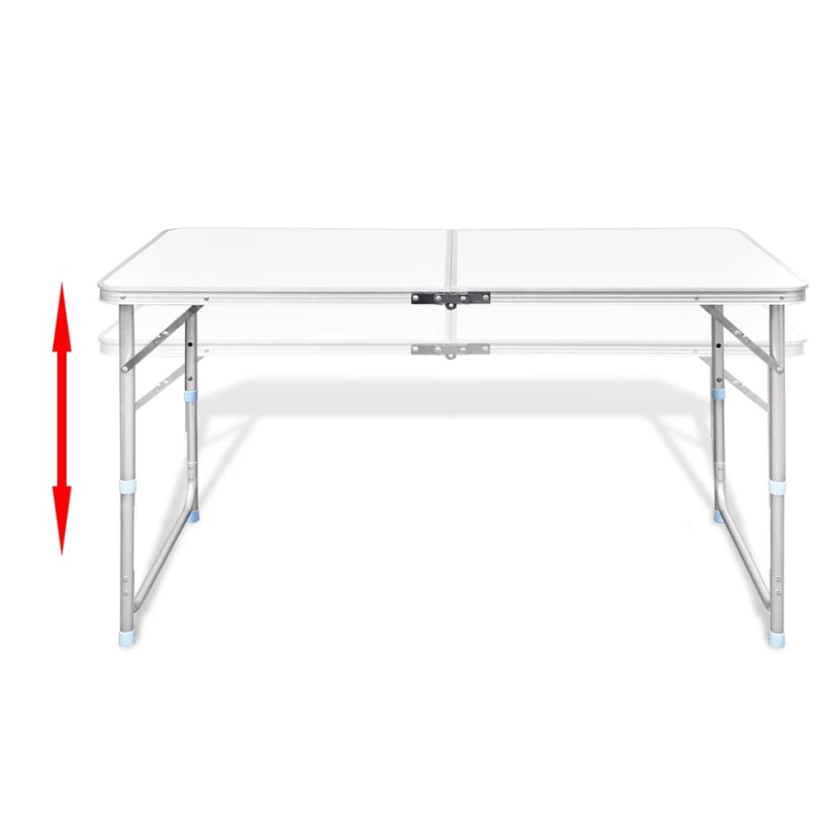 Mesa de camping plegable ajustable con 4 taburetes 120x60