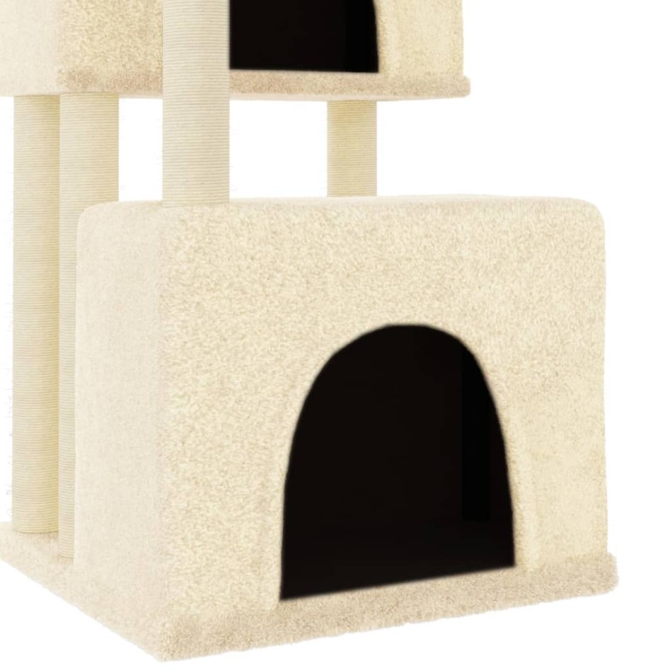 Rascador para gatos con postes de sisal color crema 122