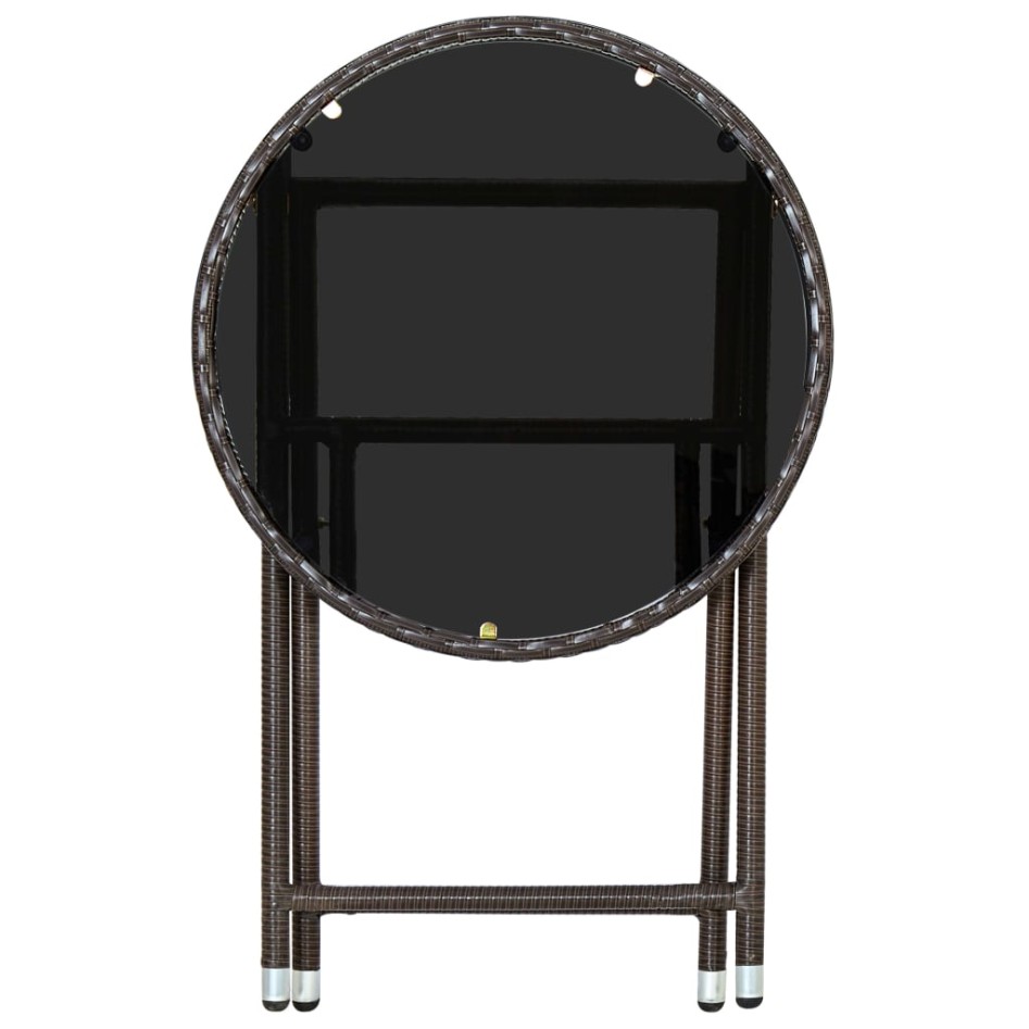 Mesa de centro ratán sintético y vidrio templado marrón 60