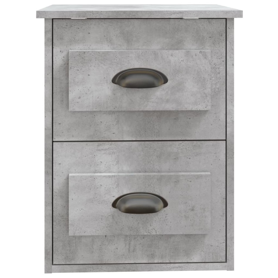 Mesita de noche de pared 2 uds gris hormigón 41,5x36x53