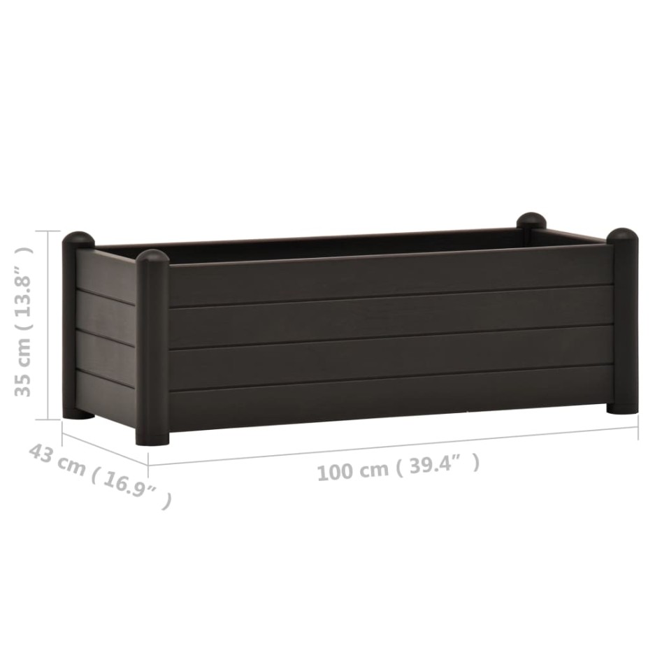 Arriate elevado de jardín PP gris antracita 100x43x35
