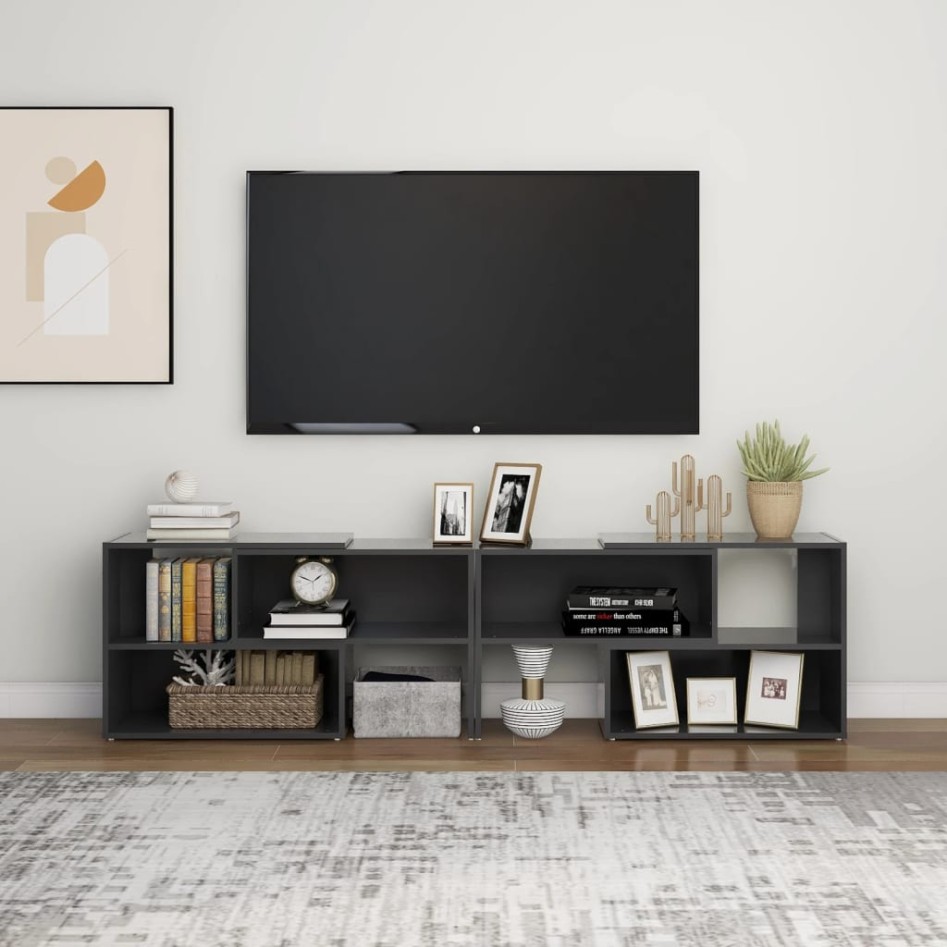 Mueble de TV madera contrachapada gris 149x30x52