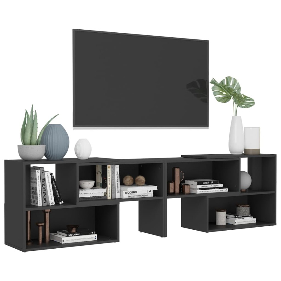 Mueble de TV madera contrachapada gris 149x30x52