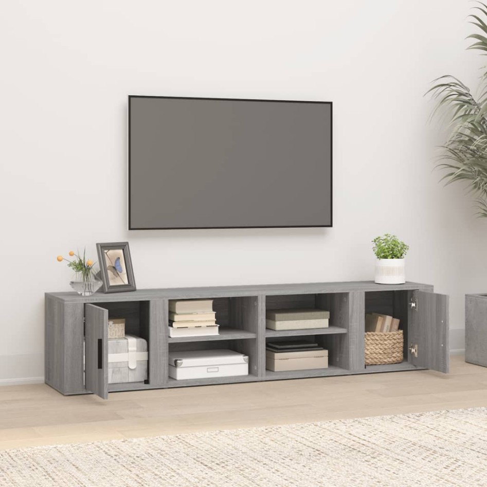 Mueble TV 2 uds madera contrachapada gris Sonoma 80x31,5x36