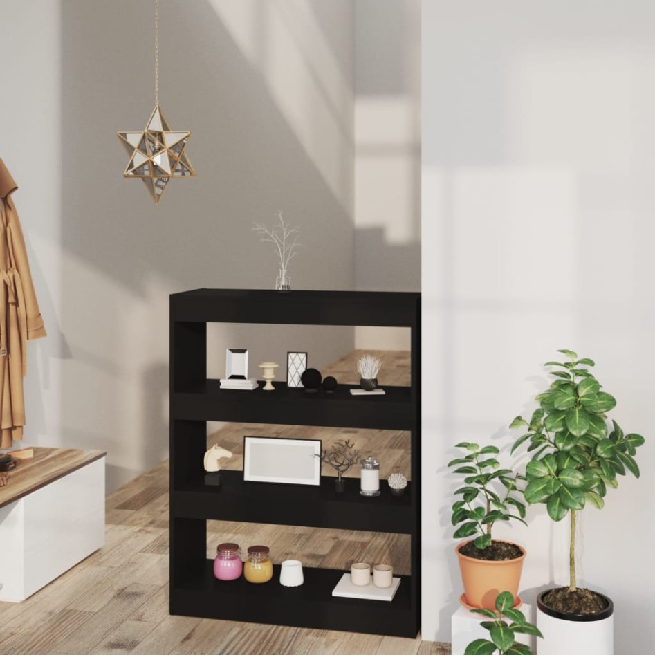 Estantería/divisor madera contrachapada negro 80x30x103