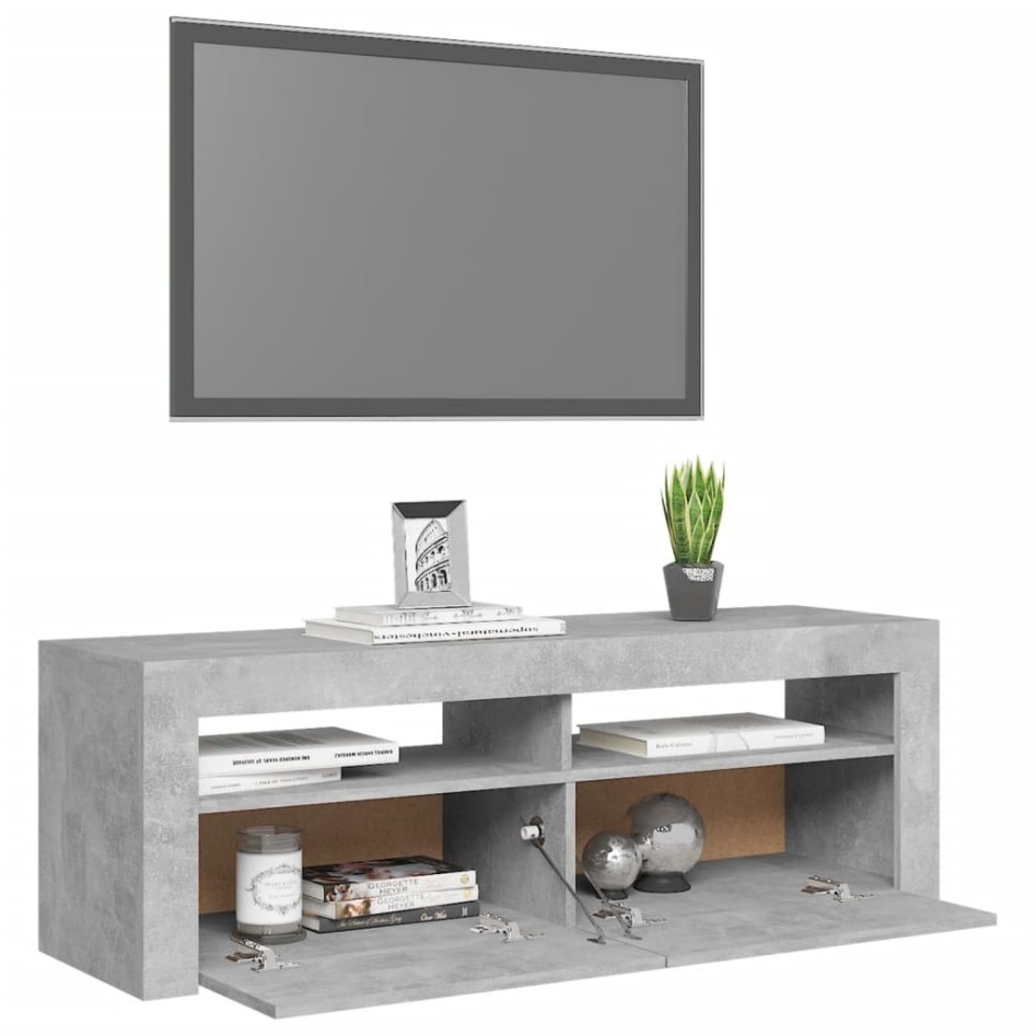 Mueble de TV con luces LED gris hormigón 120x35x40