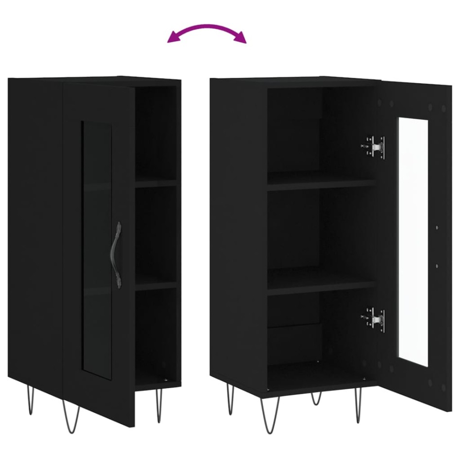 Aparador de madera contrachapada negro 34,5x34x90