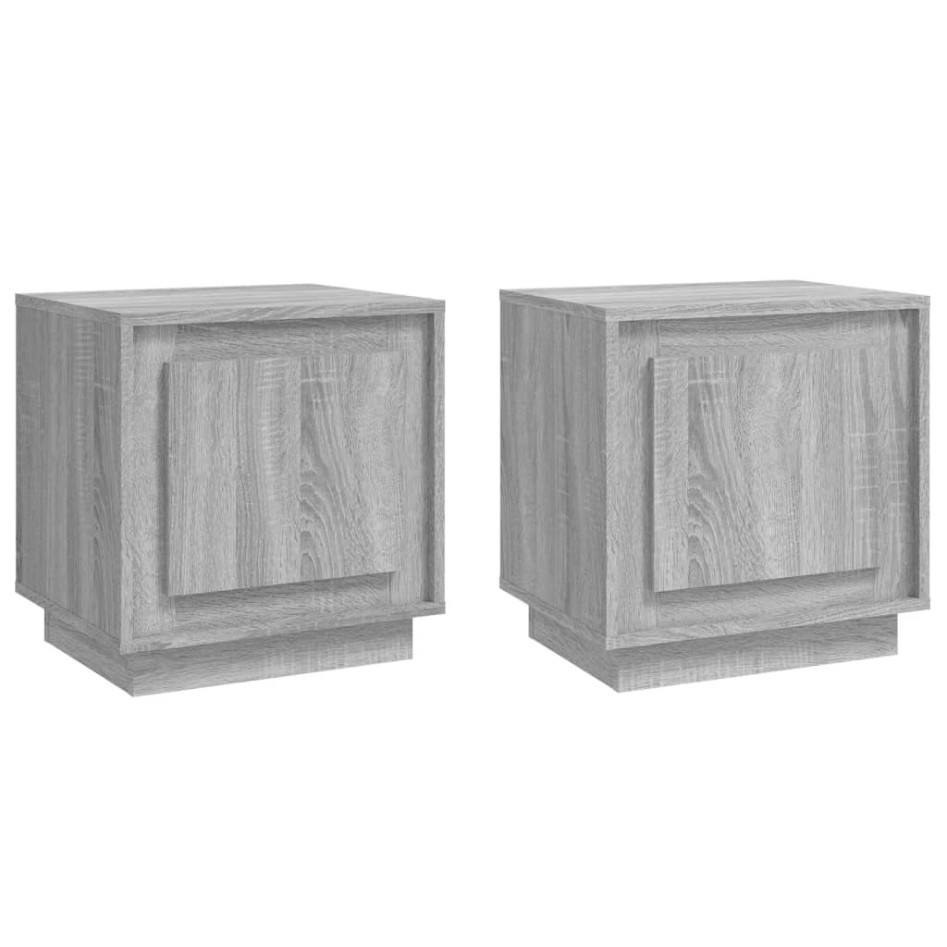 Mesitas de noche 2 uds madera contrachapada gris 44x35x45