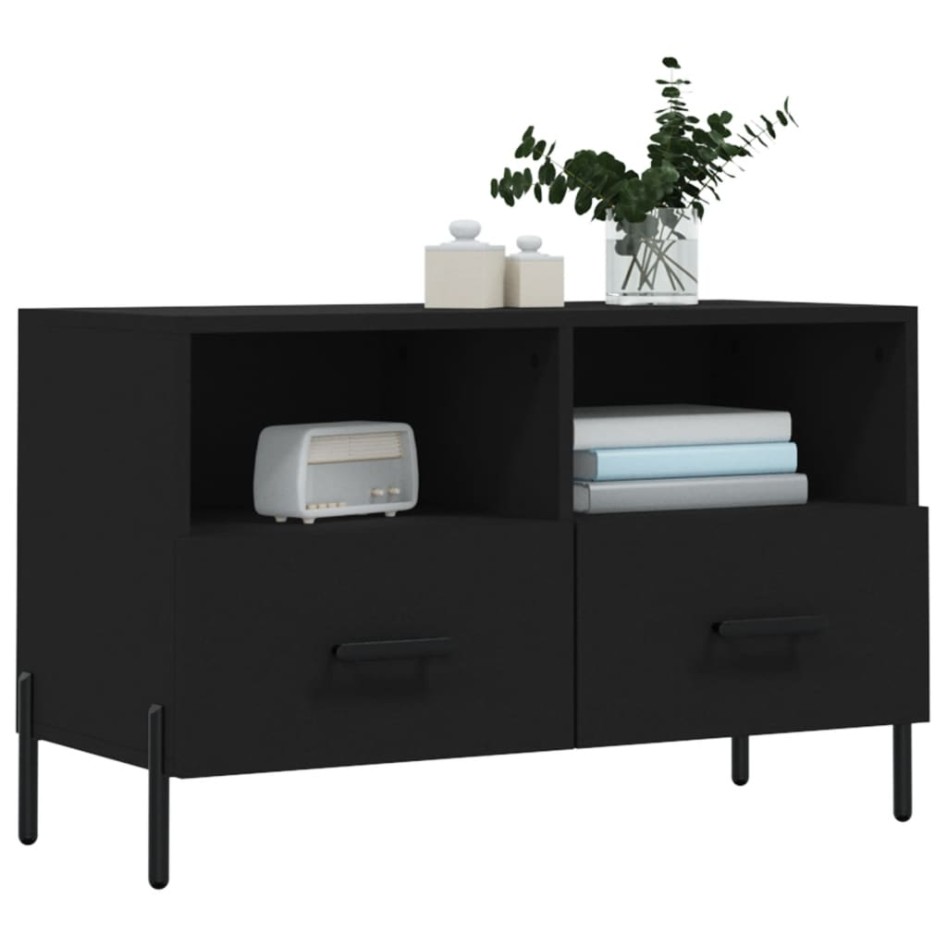 Mueble para TV madera contrachapada negro 80x36x50