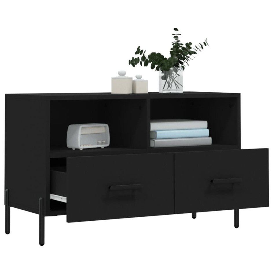 Mueble para TV madera contrachapada negro 80x36x50