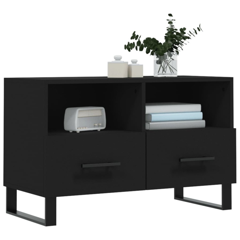 Mueble para TV madera contrachapada negro 80x36x50