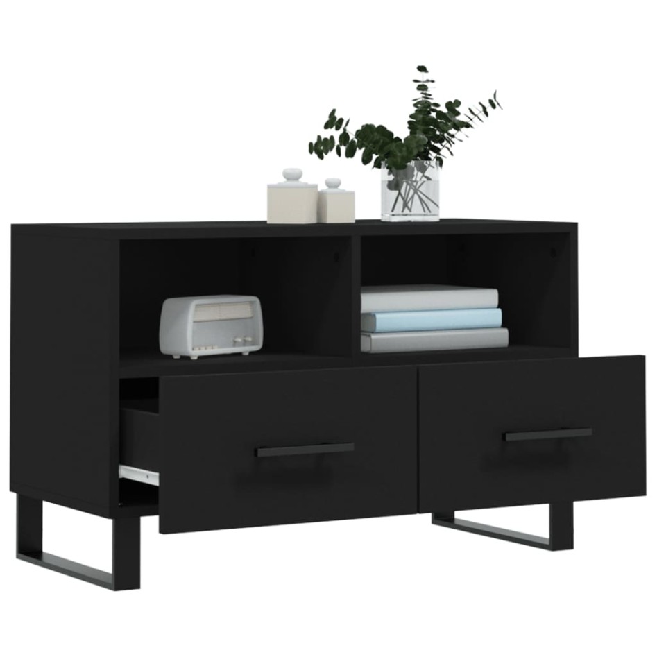 Mueble para TV madera contrachapada negro 80x36x50