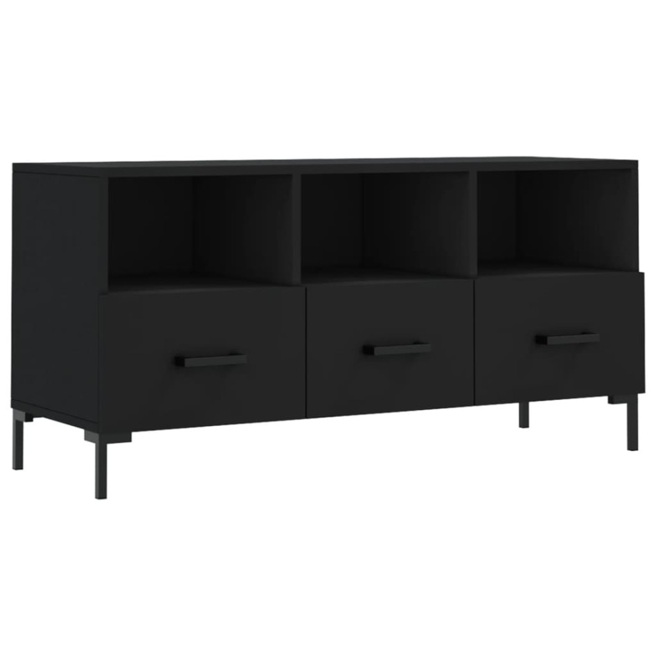 Mueble de TV madera de ingeniería negro 102x36x50